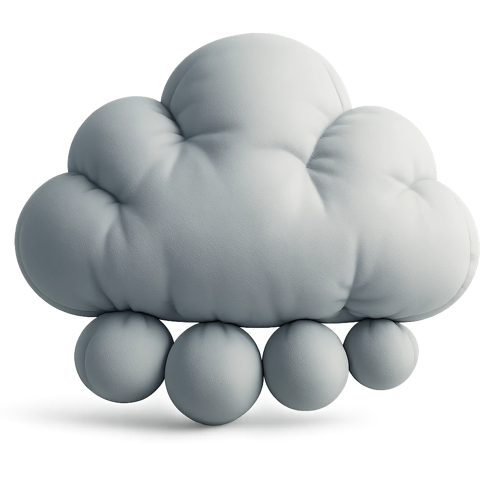cloud with large round hailstones, cushion style, soft plush look emoji
