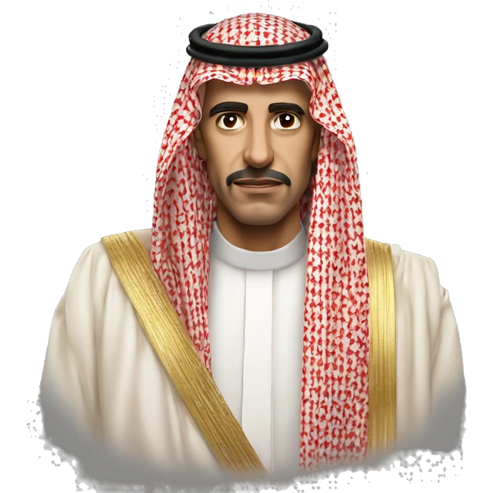 photorealistic King of Faisal of Saudi Arabia serious emoji