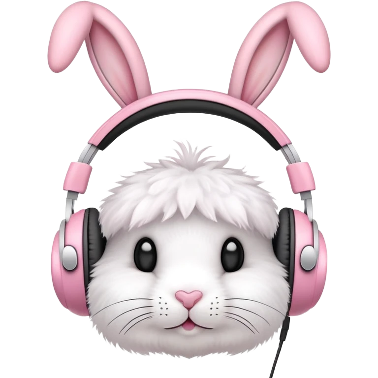 cute rabbit headphones, pink bunny ears on headphones emoji