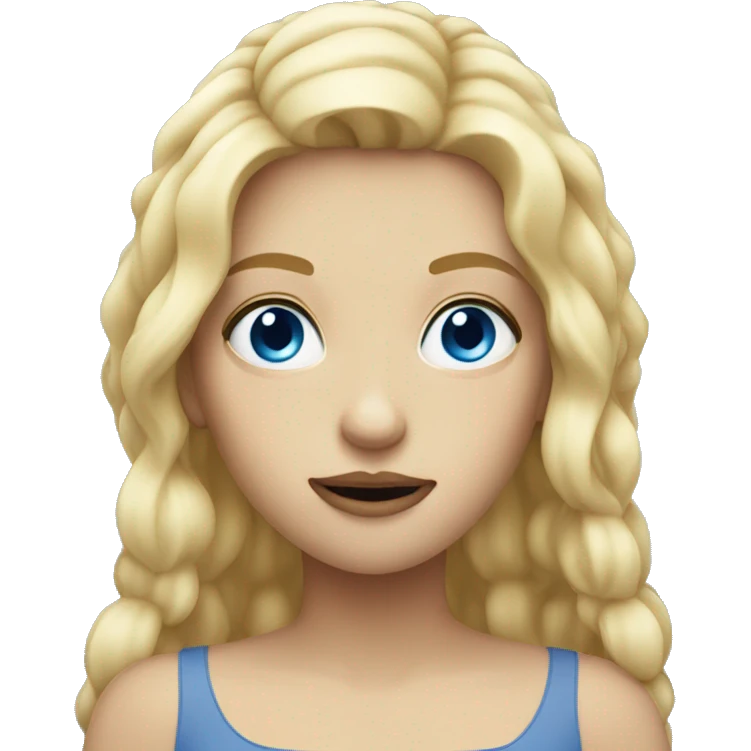 blonde girl blue eyes eating emoji
