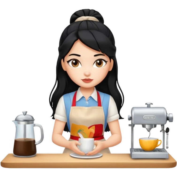 a pretty bratz barista. black hair emoji