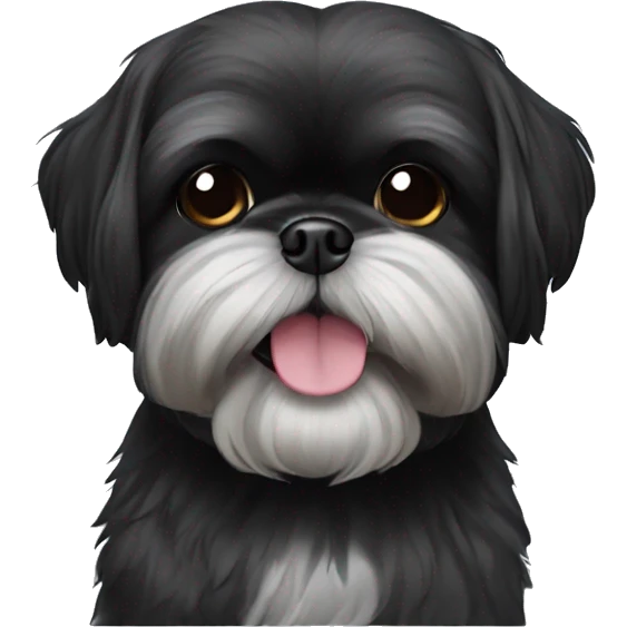Black shih tzu. With over bite  emoji