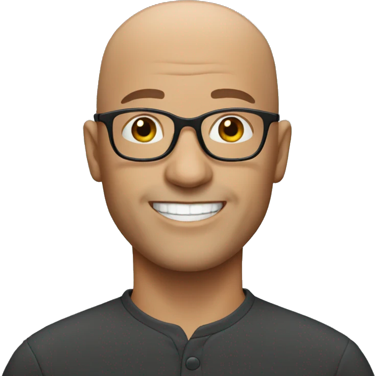 bald man with glasses smiling emoji
