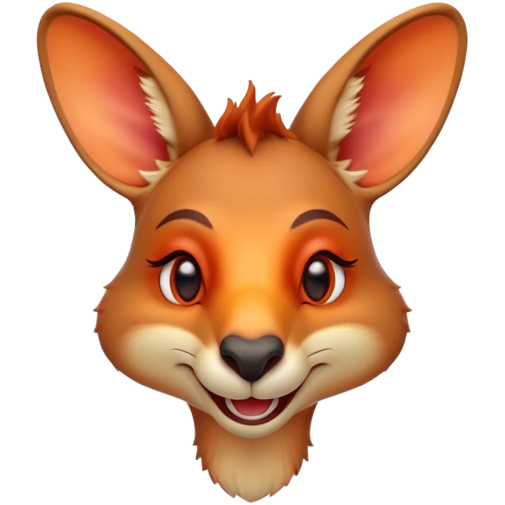 Cinematic Comical Kangaroo Portrait Emoji, Head tilted dramatically with an exaggeratedly amused expression, featuring a striking red-orange fur with a playful glint in its wide, expressive amber eyes, Simplified yet hilariously expressive features, highly detailed, glowing with a slightly sassy glow, high shine, dramatic yet playful, stylized with an air of cheeky outback mischief, bright and endearing, soft glowing outline, capturing the essence of a spirited and over‐the‐top kangaroo, so meme‐worthy it feels like it could bounce its way into internet fame instantly! emoji