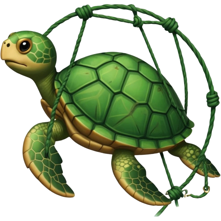 turtle stuck with fishing web emoji