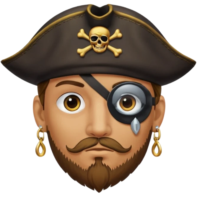Eye patch pirate with earring, one eye covered
 emoji