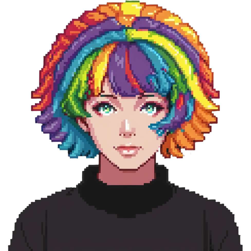 colorful rainbow wig emoji