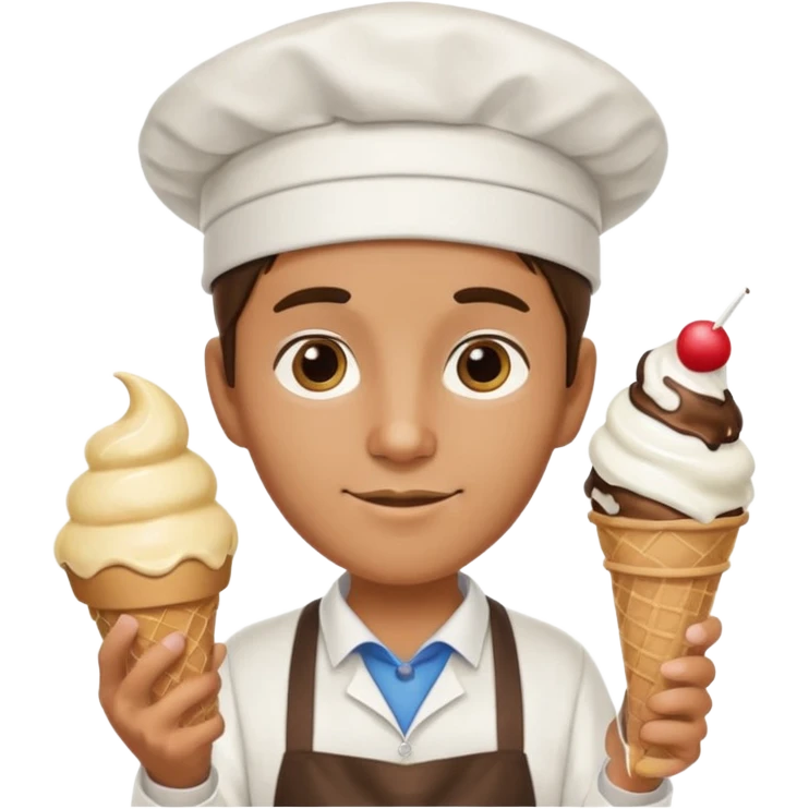 hat wearing ice cream vendor emoji