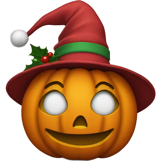 Pumpkin with Christmas hat emoji