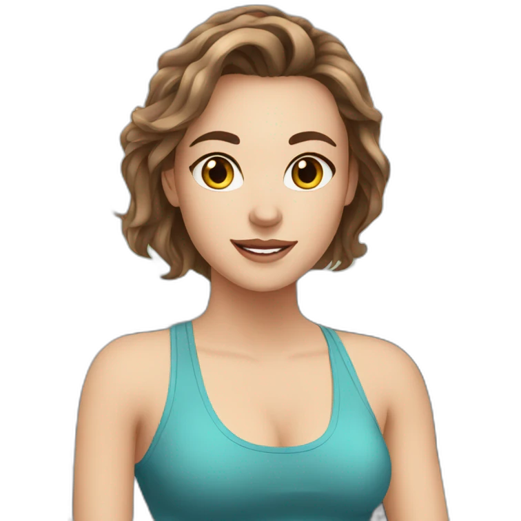 White girl brown hair at the gym emoji