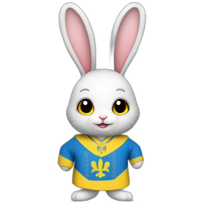 rabbit in a Ukrainian flag costume emoji