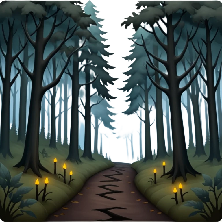 dark foggy forest with a path emoji