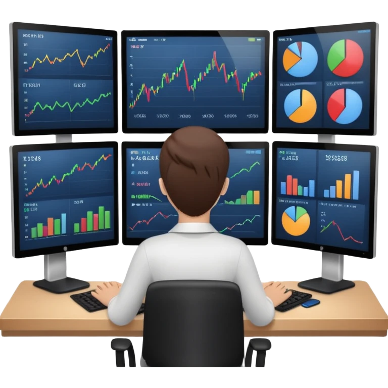 entity that works on trading, with monitors and graphs emoji