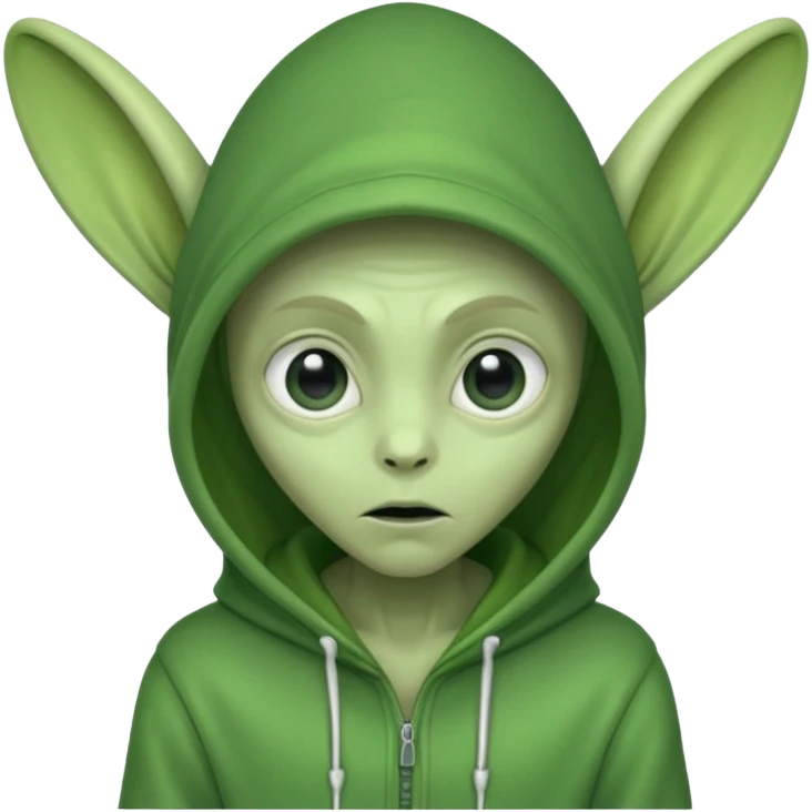 Aliens Green, hoodie, high long ears emoji