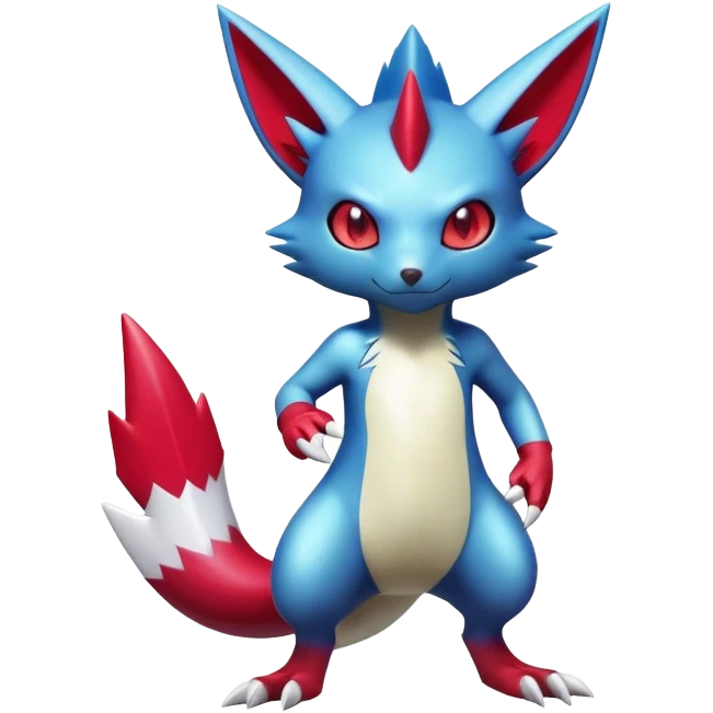 Cool Shiny Colorful Digimon-Sneasel-Zangoose-hybrid full body emoji