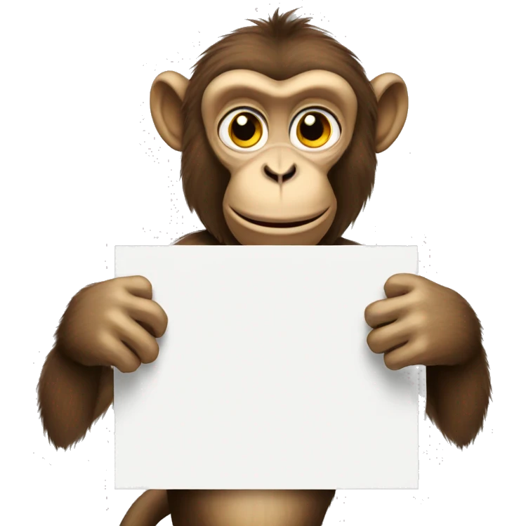 monkey holding a blank sign full view emoji
