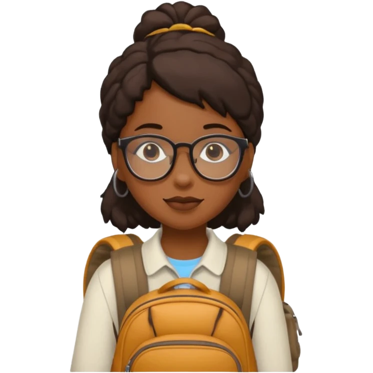 student black girl wearing glasses with backpack emoji