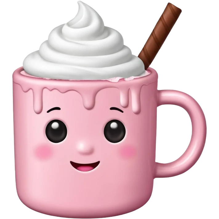 Marshmallow pink hot chocolate no face emoji