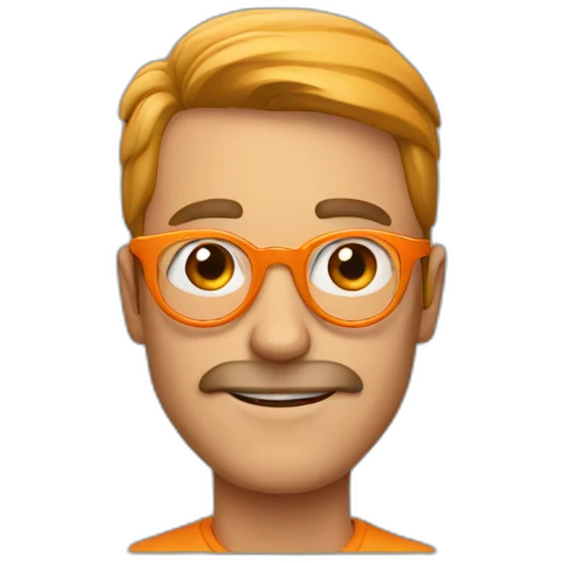 orange ring and man wearing orange circle glasses emoji