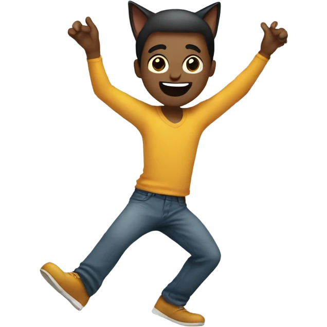 Guy dancing with cat emoji