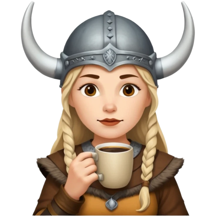 viking woman drinking coffee emoji