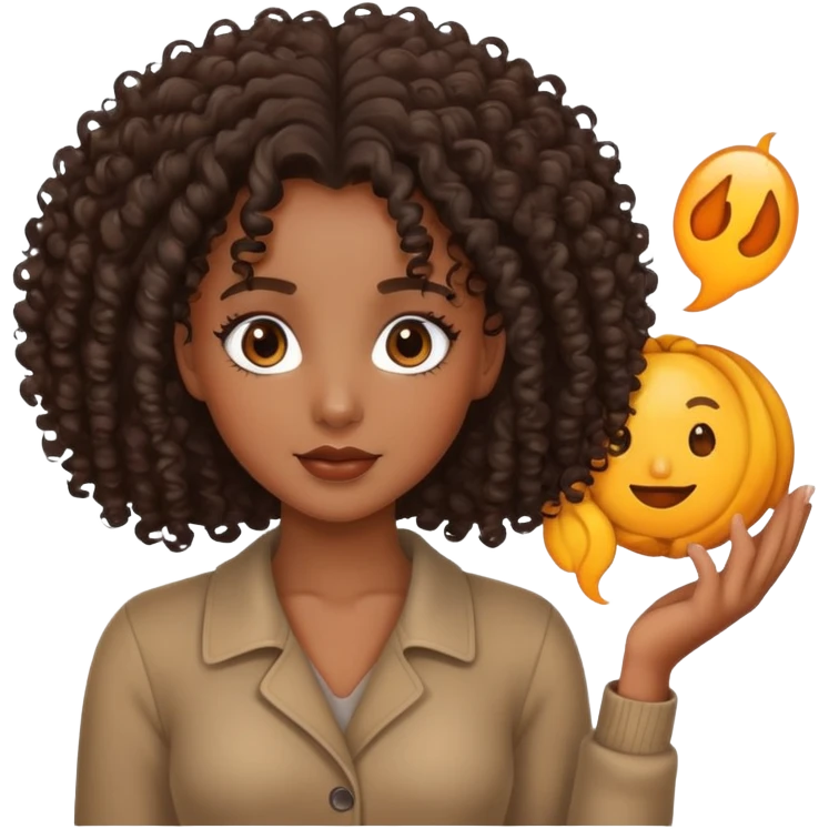 pretty black girl with curly hair emoji