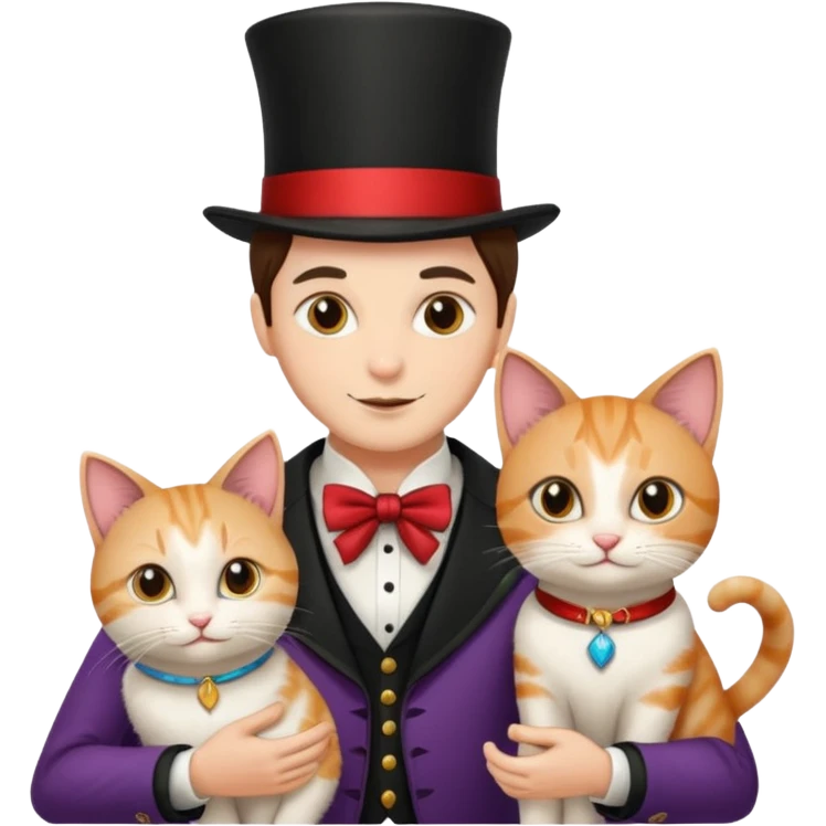 magician couple and their pet cat emoji