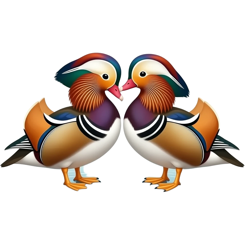 Mandarin Ducks Grooming Each Other emoji