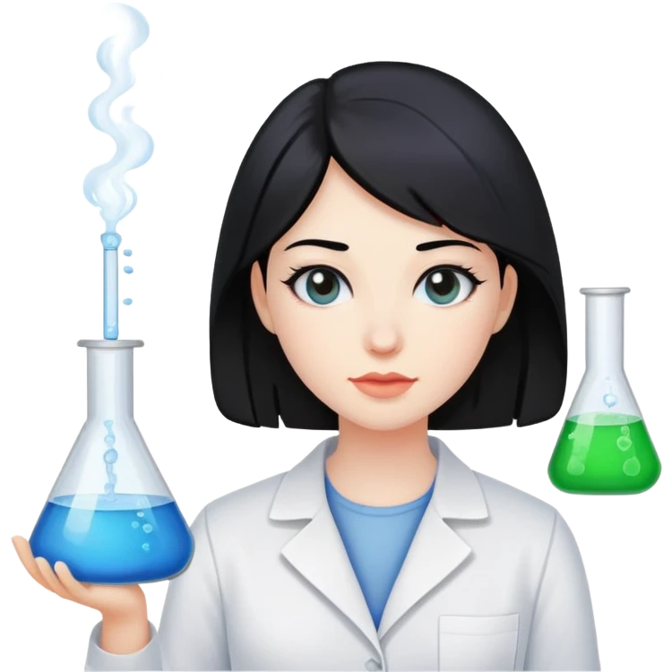 Mujer quimica laboratorio con cabello negro emoji