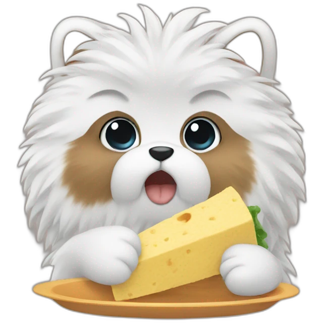 Fluffy eating lunch emoji