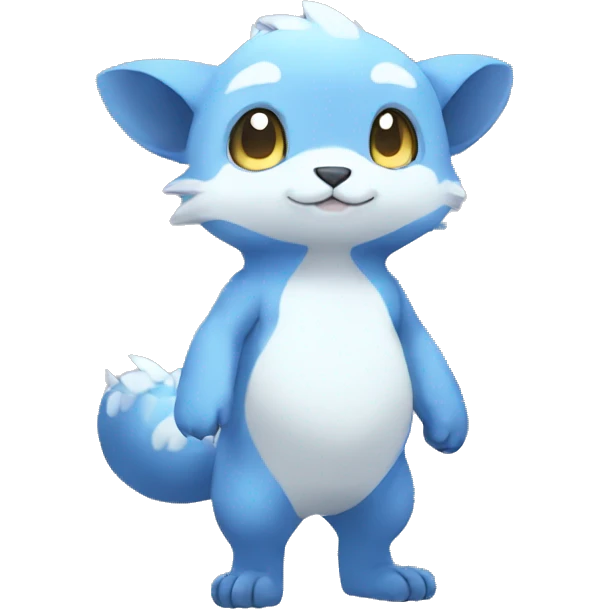 Cute cool white blue animal hybrid Fakemon full body emoji