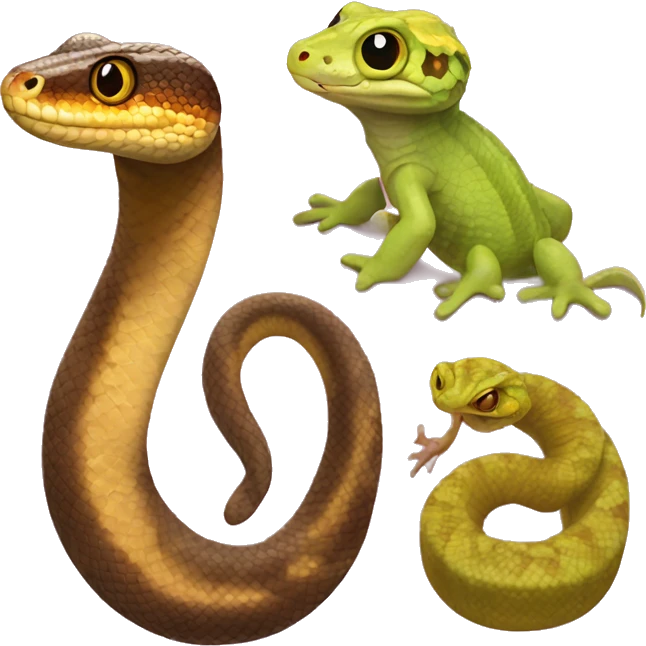 Hognose snake and two crested geckos emoji
