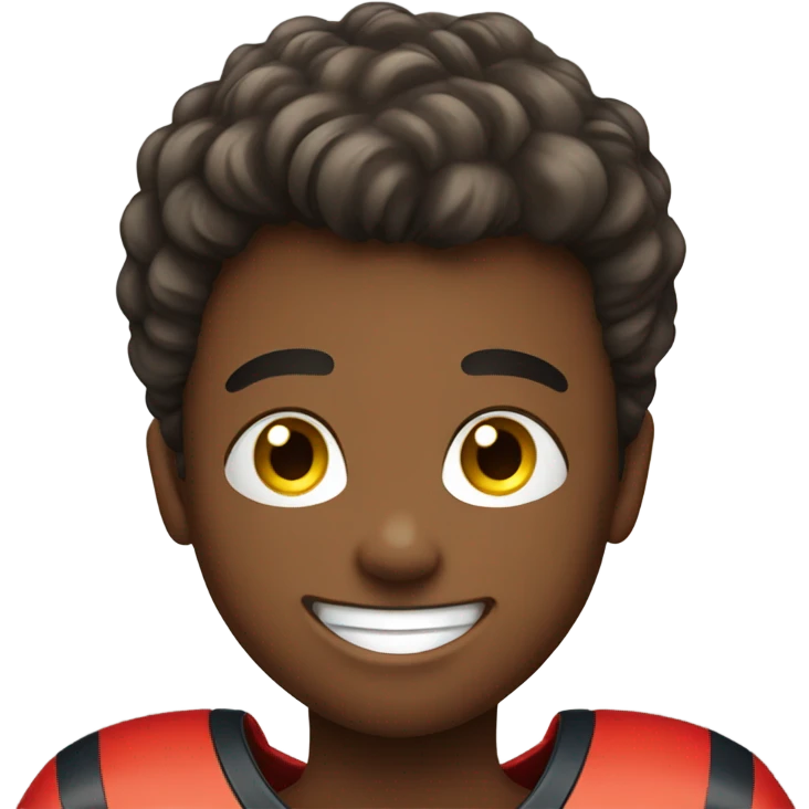smiling boy with football on football field  emoji
