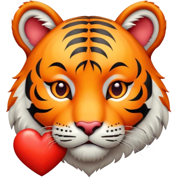 Sad tiger holding heart emoji