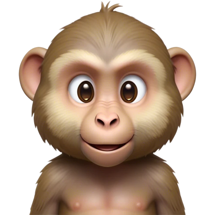 Cinematic Realistic Cute Baboon Portrait Emoji, Head tilted playfully and inquisitively, featuring a compact, sturdy build with a distinctly textured, expressive face characterized by bright, curious eyes and a subtly softened snout, rendered with realistic earthy detail and natural highlights, high shine, affectionate and spirited, styled with a touch of jungle whimsy, soft glowing outline, capturing the essence of a mischievous yet endearing baboon that appears ready to leap playfully out of the screen! emoji