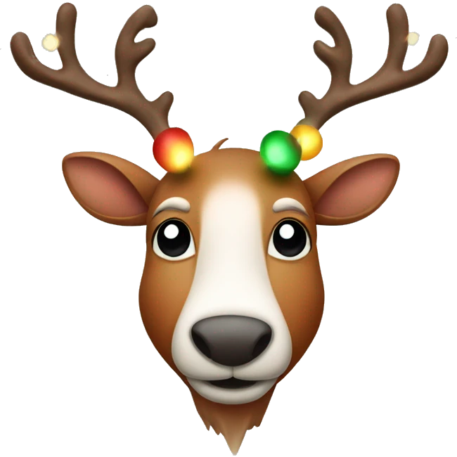 rudolf red nose reindeer with christmas lights on antlers emoji