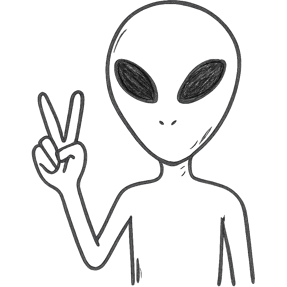 alien peace sign emoji