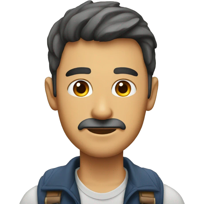 Hombre moreno con vara y ojos achinados emoji