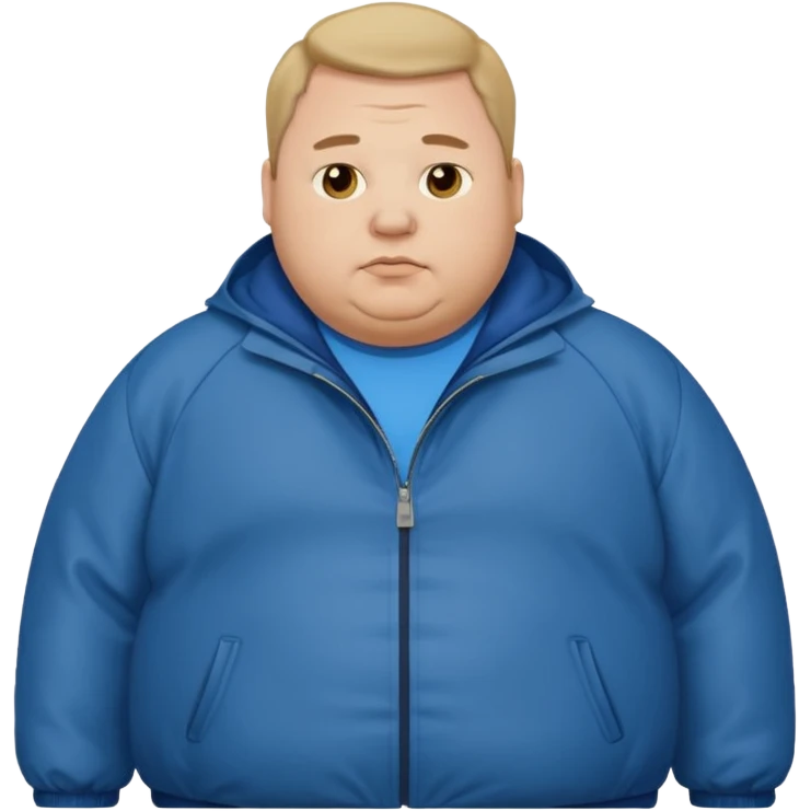 fat man wearing blue jacket standing foot emoji