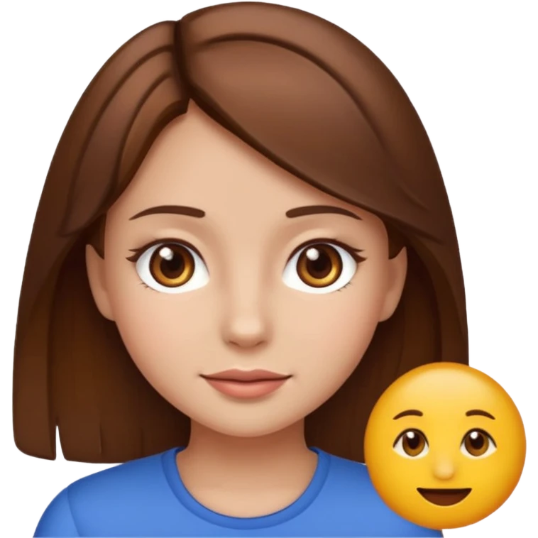 girl with brown hair and brown eyes, emoji style, version 4 emoji