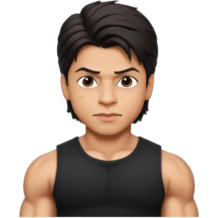 ipretty bratz emoji of shah rukh khan wearing a black tee, muscular emoji