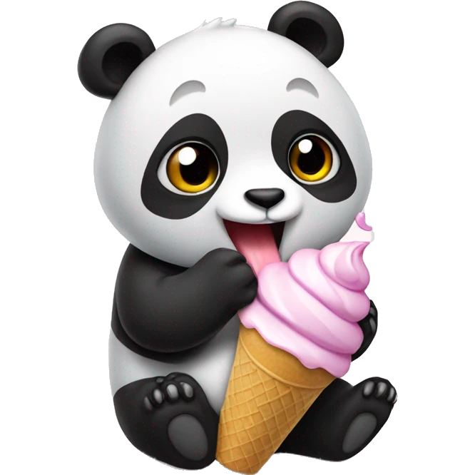 Panda eating ice cream emoji