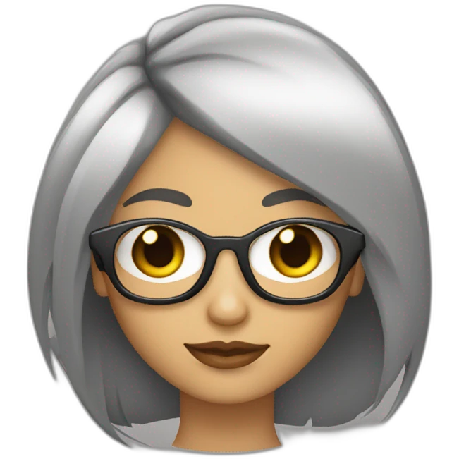 Mujer con pelo largo gafas morena y ojos oscuros emoji