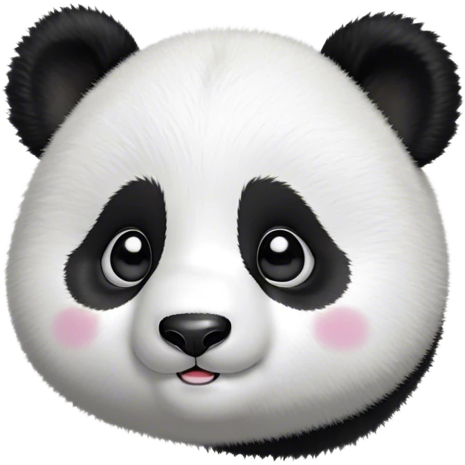 Cinematic Cute Baby Panda Portrait Emoji, Head tilted playfully and inquisitively, featuring an irresistibly fluffy, black and white Fur with an extra dose of cuddliness, round, sparkling eyes filled with boundless curiosity, Simplified yet adorably endearing features, highly detailed, glowing with a warm, friendly glow, high shine, affectionate and playful, stylized with a touch of playful charm, bright and heartwarming, soft glowing outline, capturing the essence of a mischievous yet loving baby panda, so playful it feels like it could tumble out of the screen into your arms! emoji