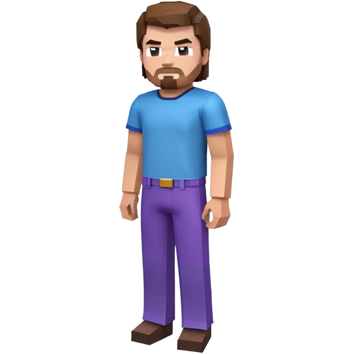 Jack Black as Minecraft Steve, blocky character with brown hair, blue shirt, and purple pants emoji