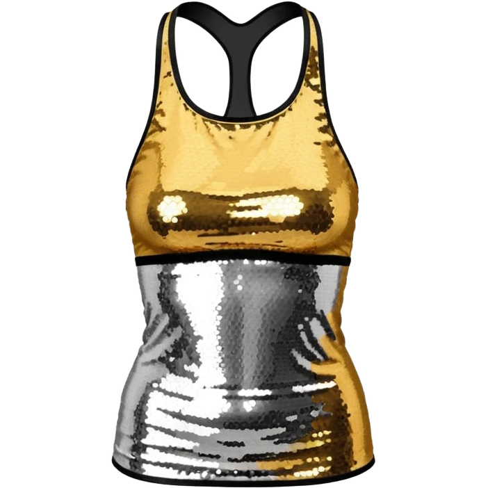 halter neck tank top with gold and silver sequins emoji