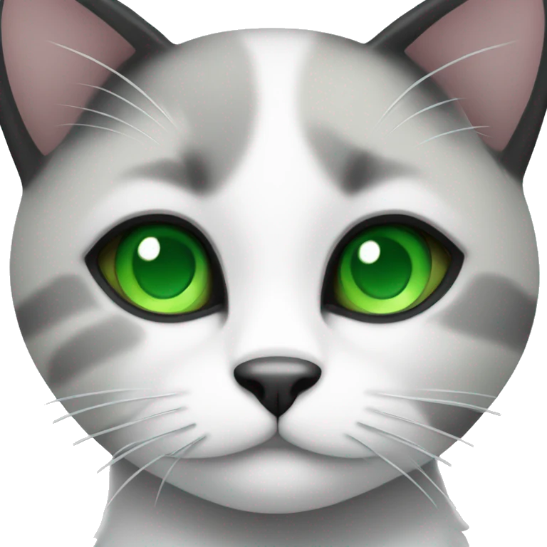Black and white cat with green eyes Christmas  emoji