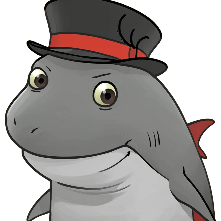 Shark with a top hat emoji