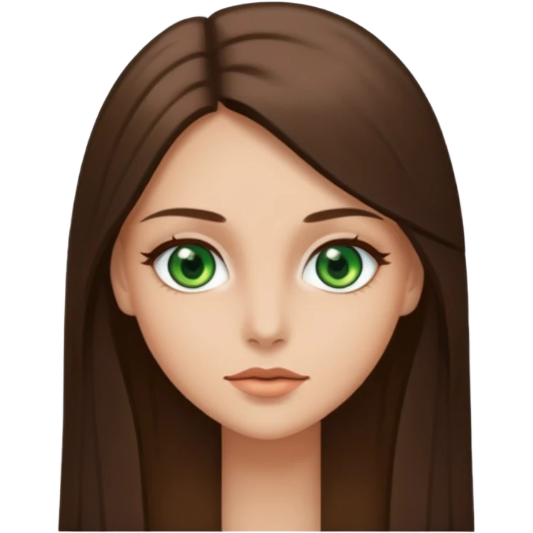 pretty woman in her 40s with green eyes and long straight ash-brown hair  emoji