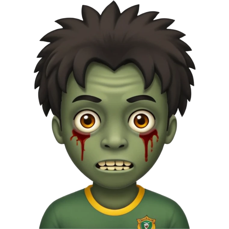 Faça um jovem zombie, com o cabelo de índio com a franja reta emoji